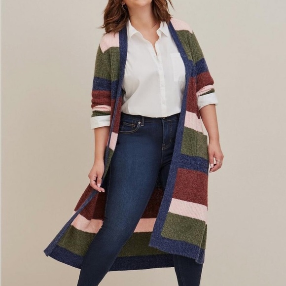 Womens Torrid Chunky Duster Sweater Multicolor Size 14-16  (1X) NWOT - Picture 2 of 16